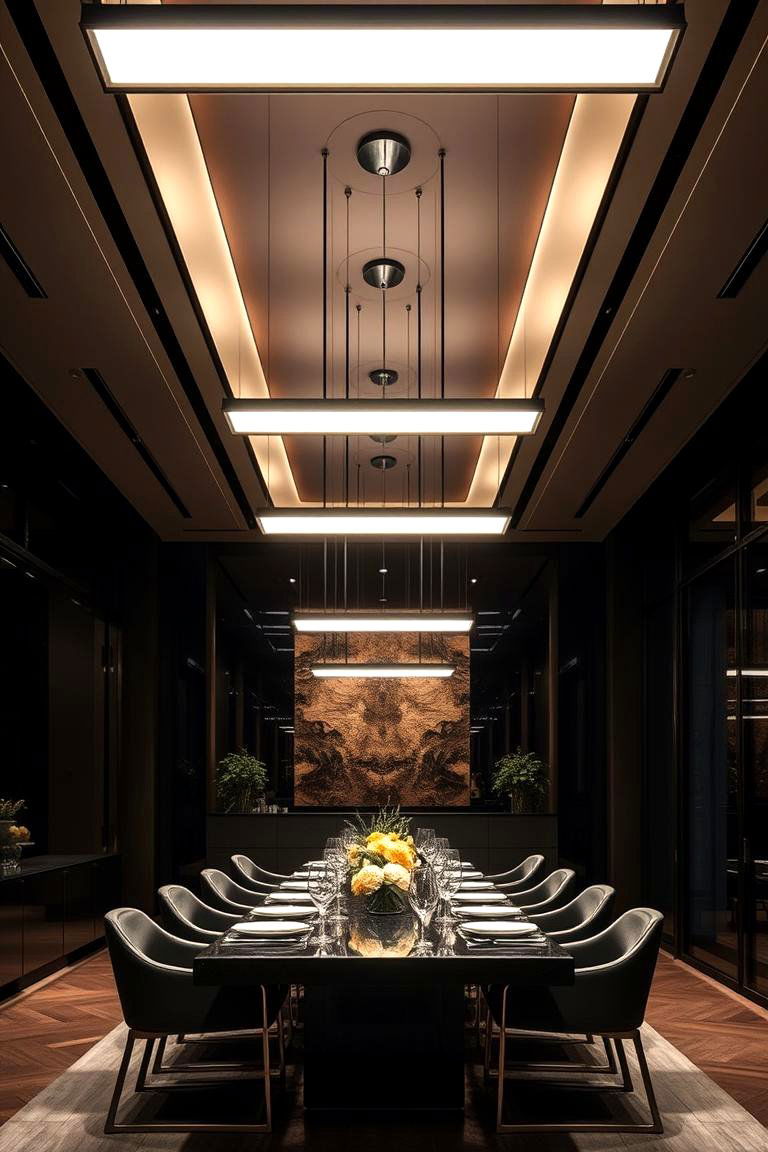 Contemporary Linear Suspension - 24 Dining Room Lighting Ideas