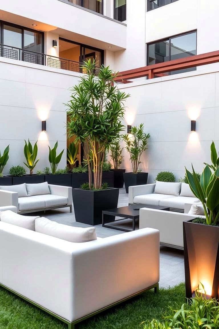 Contemporary Lounge Setting - 24 Sunken Patio Ideas