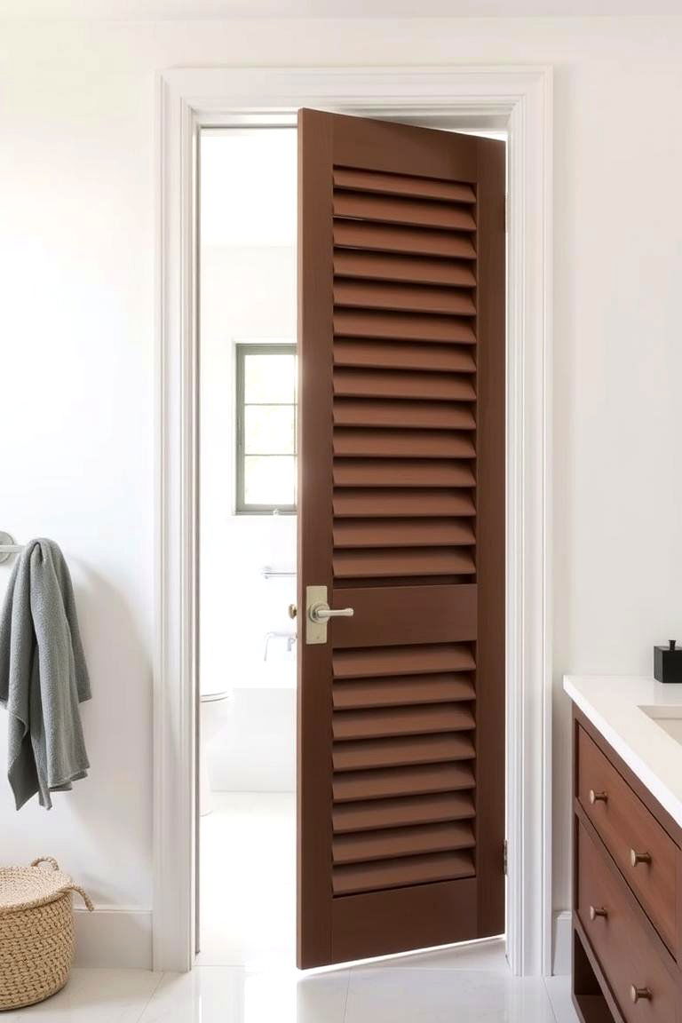 Contemporary Louvered Pocket Door - 24 Bathroom Pocket Door Ideas