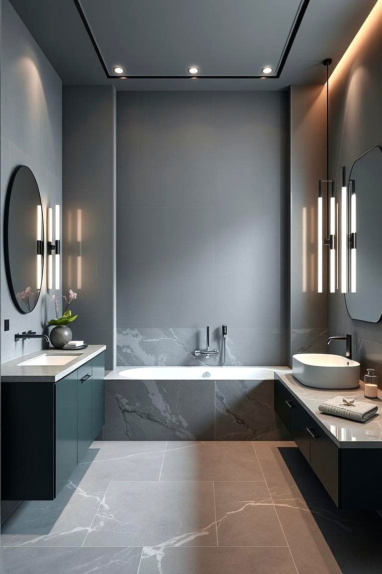 Contemporary Luxe Oasis - 24 Green and Grey Bathroom Ideas