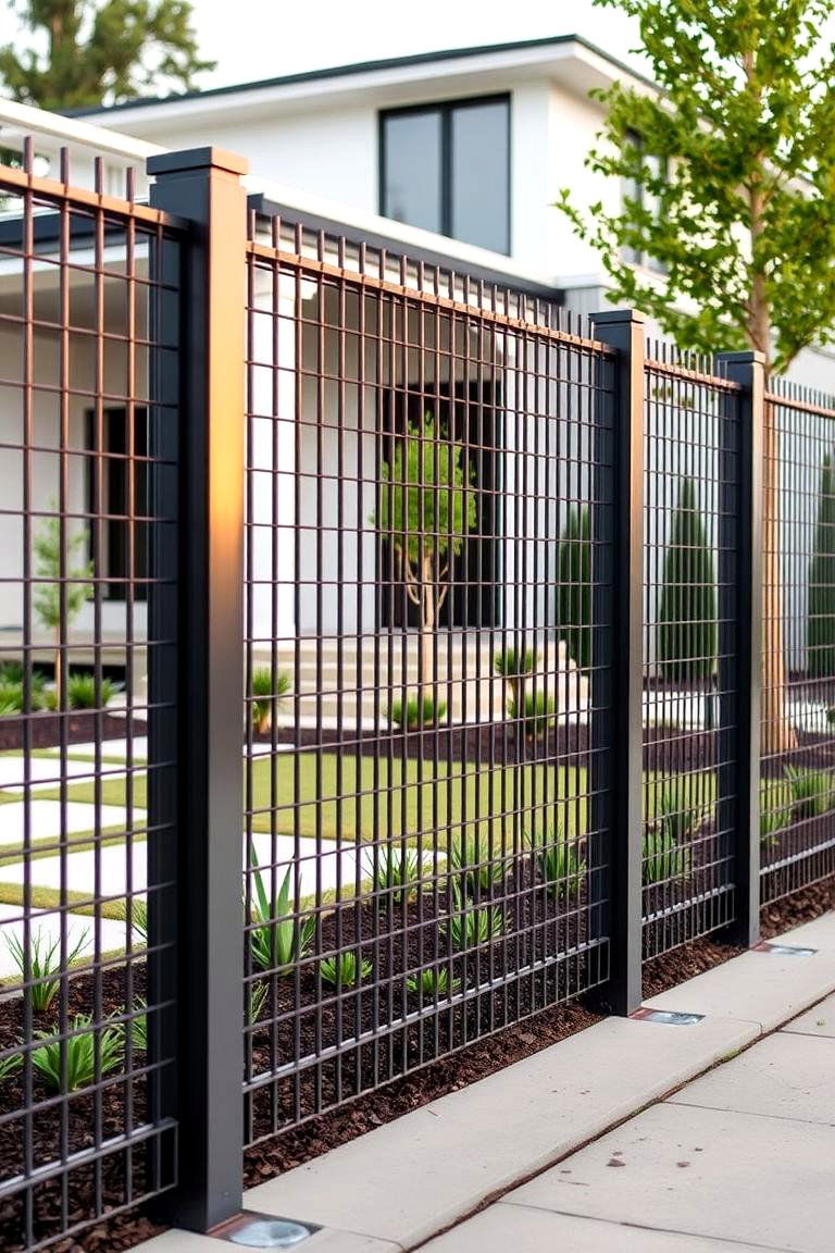 Contemporary Metal Mesh Fence - 24 Front Yard Fence Ideas