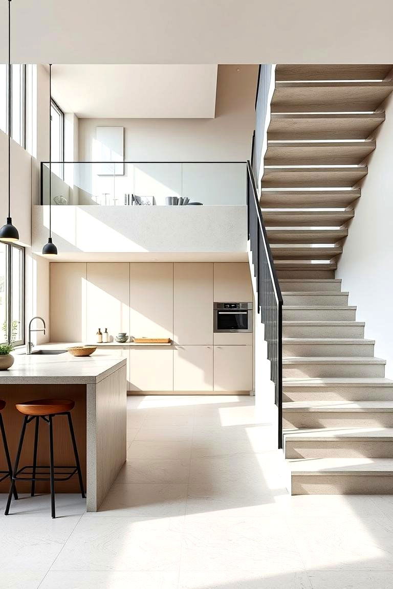 Contemporary Microcement Staircases - 24 Microcement Kitchen Ideas
