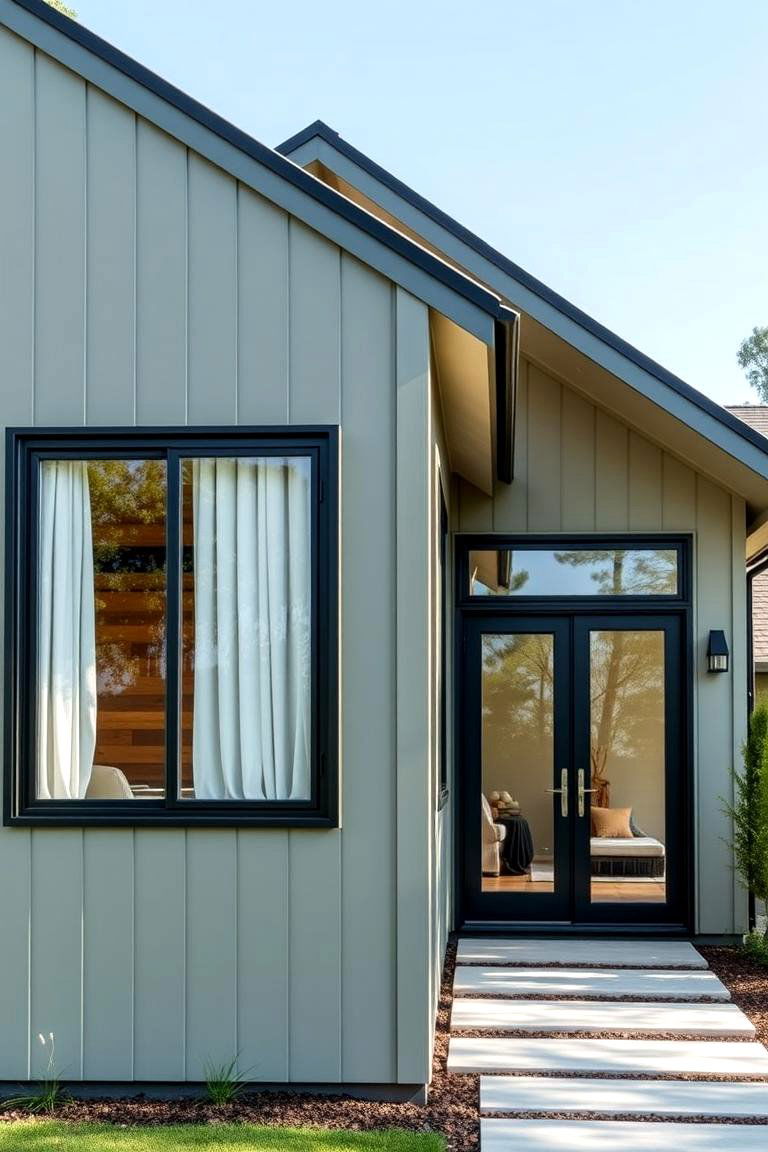 Contemporary Minimalism - 24 Sage Green House With Black Trim Ideas