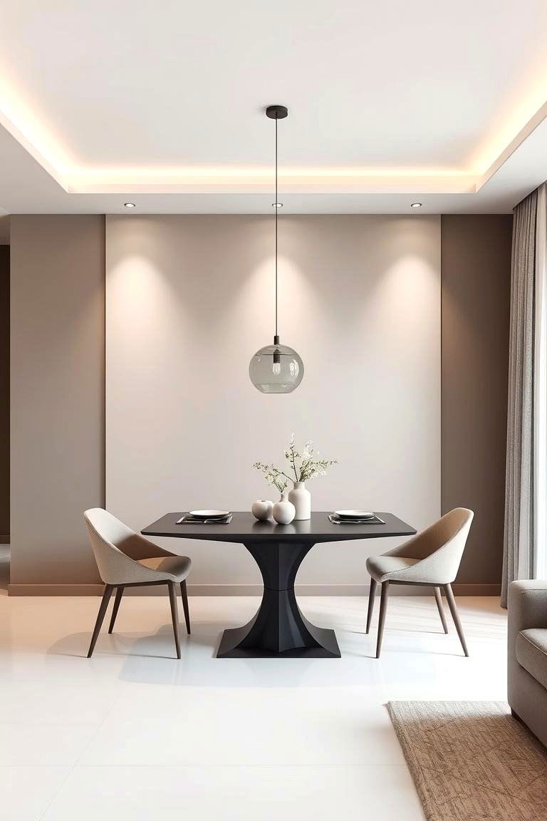 Contemporary Minimalist Accent Wall - 24 Dining Room Accent Wall Ideas