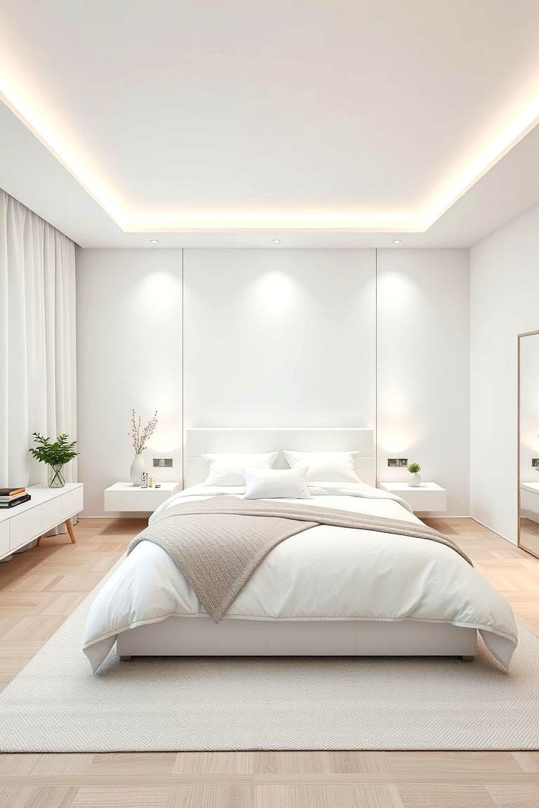 Contemporary Minimalist Accents - 24 Small White Bedroom Ideas