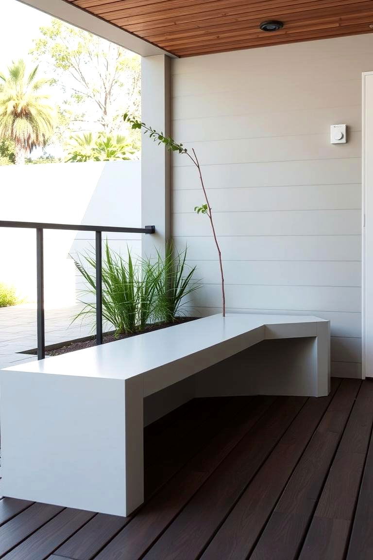 Contemporary Minimalist Built in Deck Bench - 24 Built-in Deck Bench Ideas and Designs