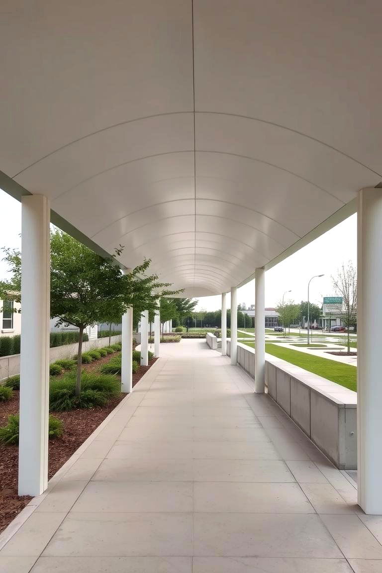 Contemporary Minimalist Canopy Walkway - 24 Covered Walkway Ideas