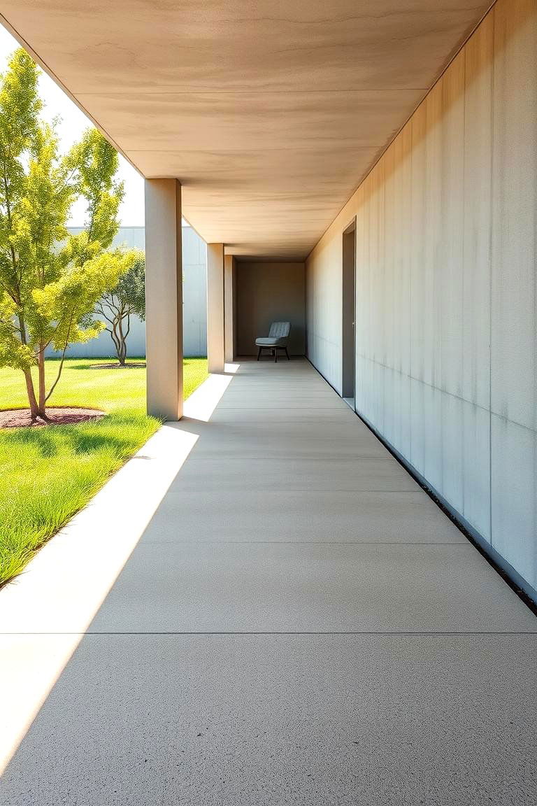 Contemporary Minimalist Concrete Walkway - 24 Concrete Walkway Ideas