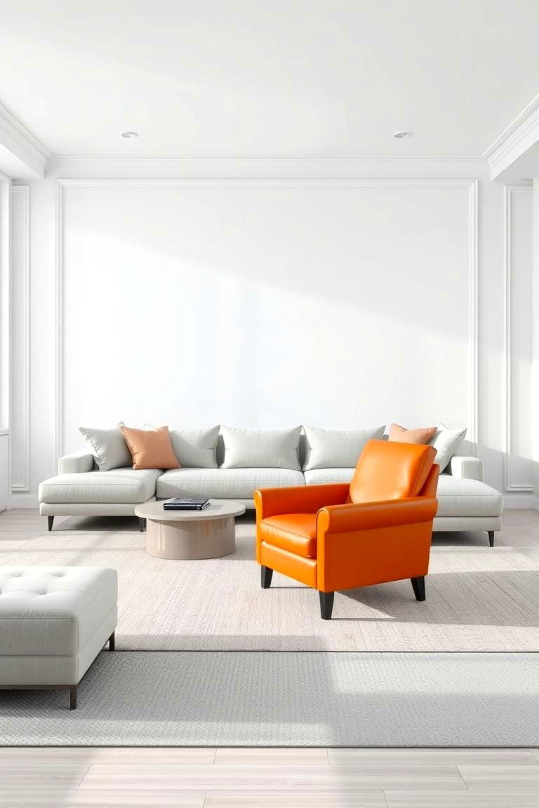 Contemporary Minimalist Orange and Blue Accents - 24 orange and blue living room ideas