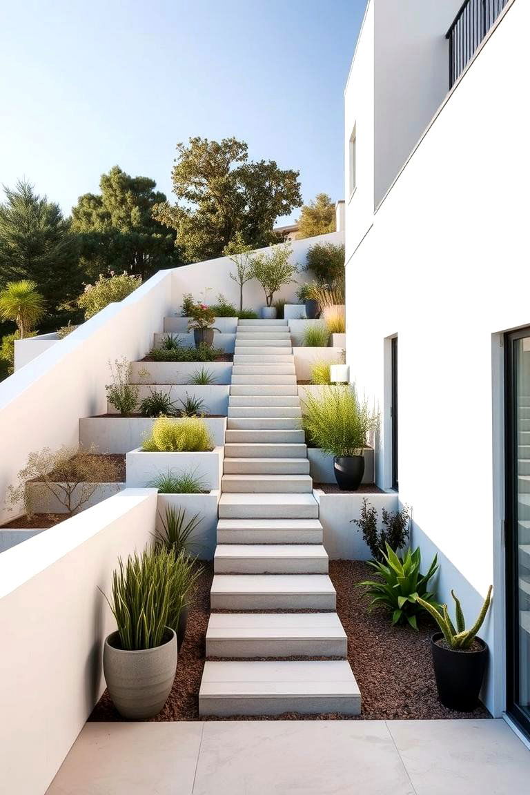 Contemporary Minimalist Terraces - 24 Hillside Terraced Garden Ideas