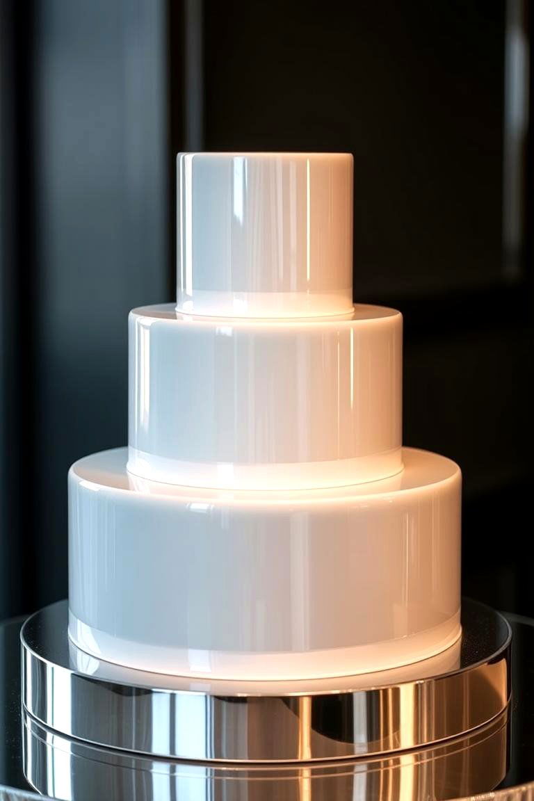 Contemporary Mirror Glaze Wedding Cake - 24 Wedding Cake Ideas