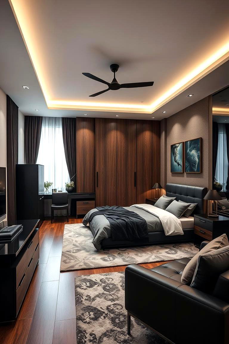 Contemporary Mix Balanced Black and Brown Furniture - 24 Black and Brown Bedroom Ideas