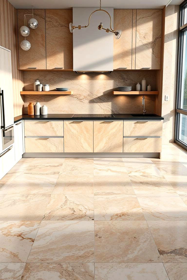 Contemporary Mixed Marble - 24 Marble Kitchen Floor Ideas