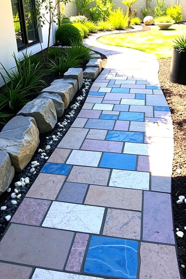 Contemporary Mosaic Flagstone Walkway - 24 Flagstone Walkway Ideas