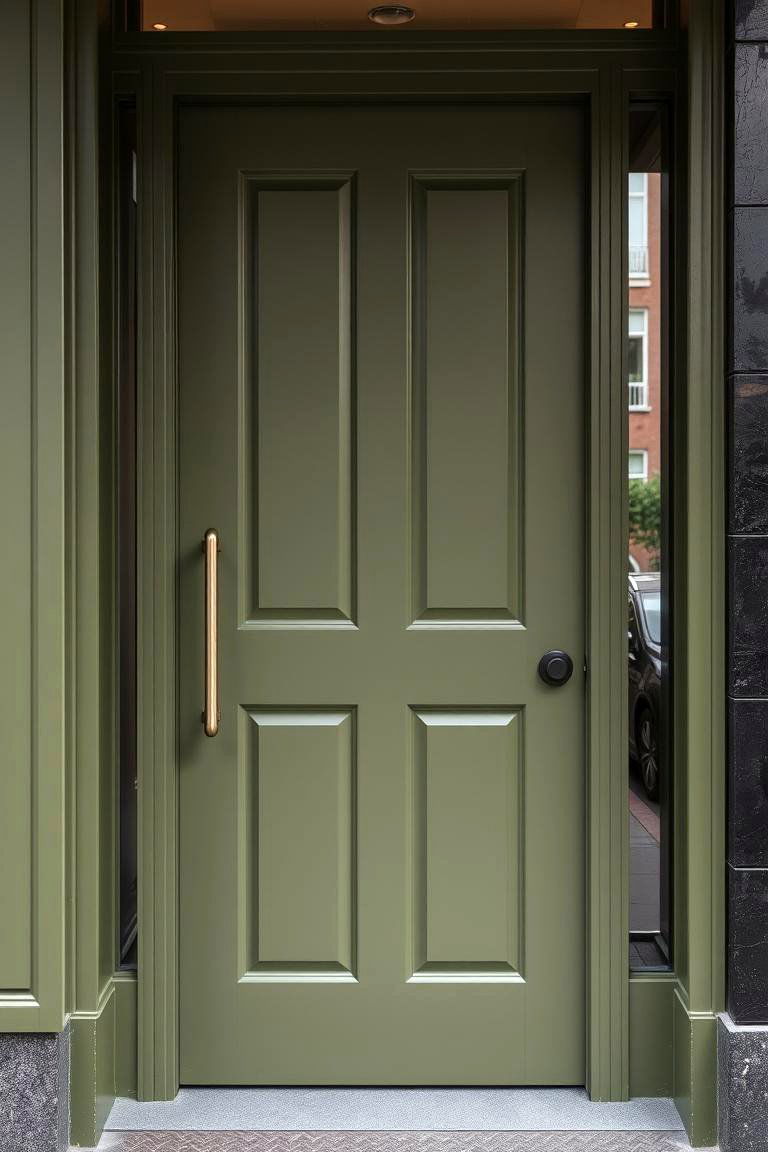 Contemporary Olive Vibe - 24 Olive Green Front Door Ideas