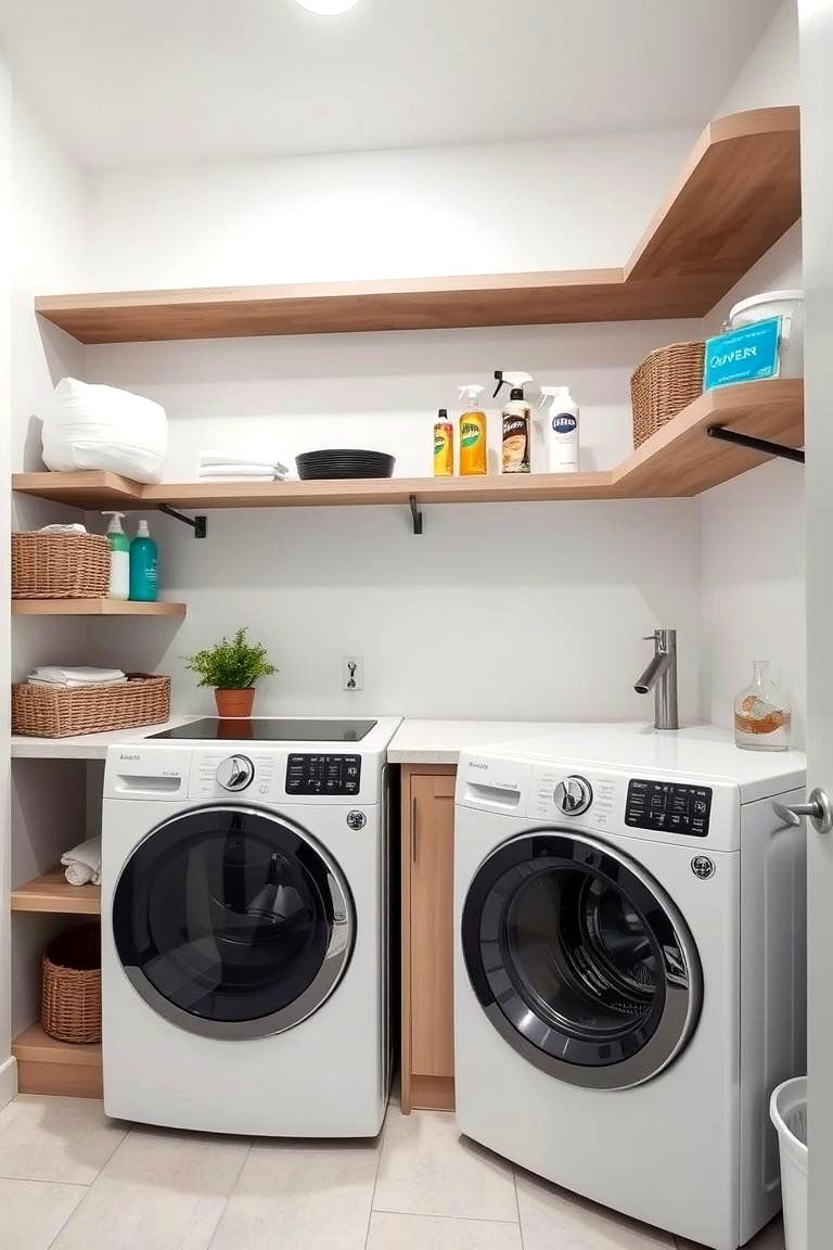 Contemporary Open Shelves - 24 Laundry Room Shelving Ideas