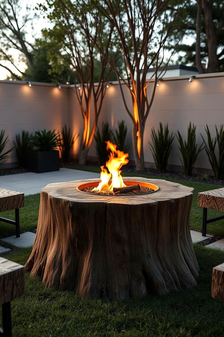Contemporary Outdoor Oasis - 24 Tree Stump Fire Pit Ideas