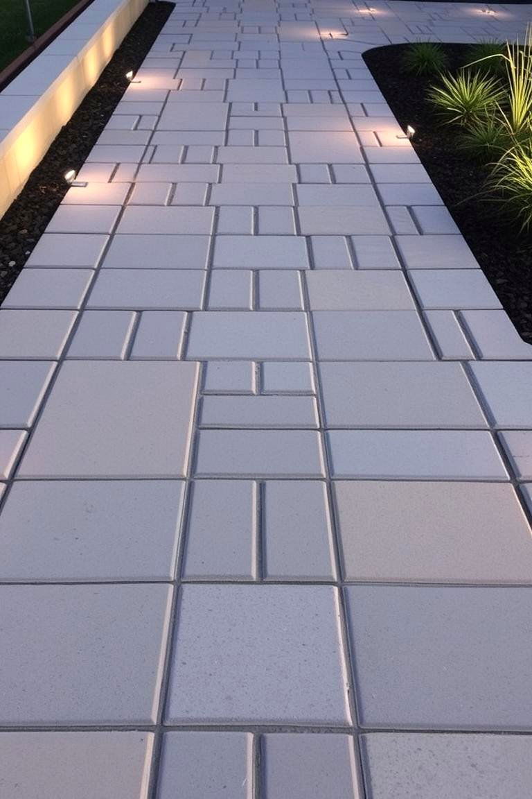 Contemporary Paver Stone Walkway - 24 Stone Walkway Ideas