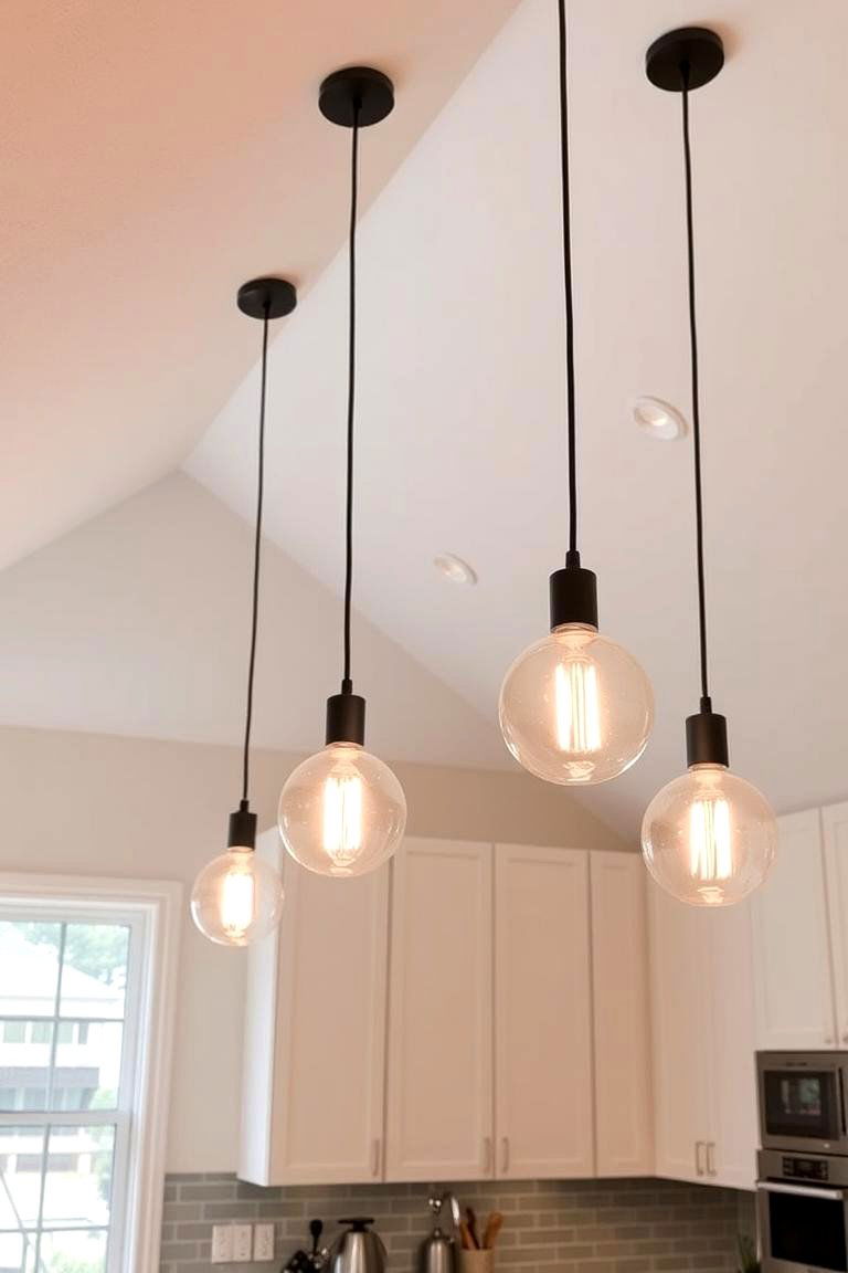Contemporary Pendant Lighting Features - 24 Sloped Ceiling Kitchen Ideas