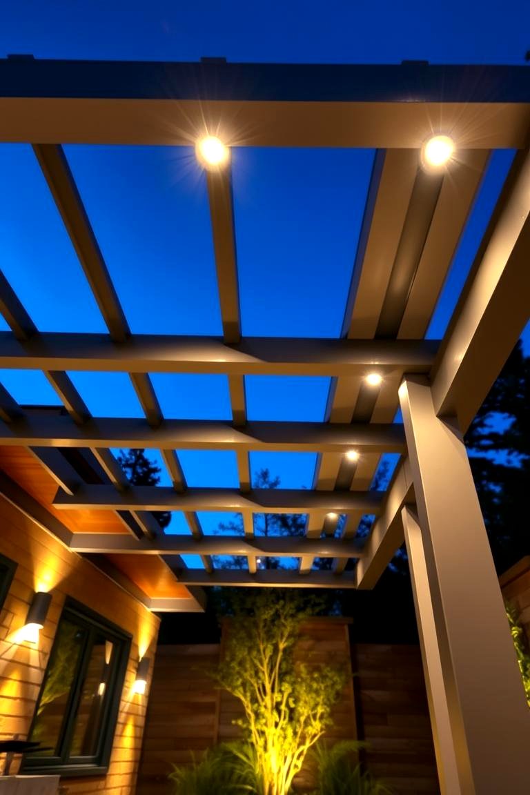 Contemporary Pergola Shade with Integrated Lighting - 24 Pergola Shade Ideas