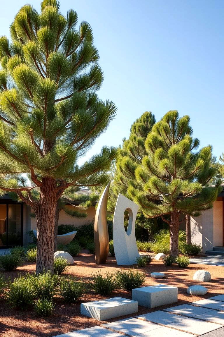 Contemporary Pine Sculpture Garden - 24 Pine Tree Landscape Ideas