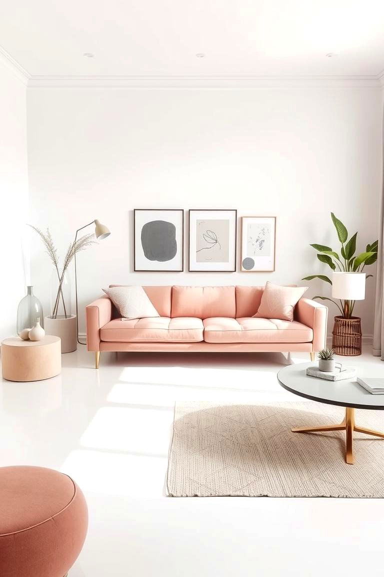 Contemporary Pink Minimalism - 24 Pink Couch Living Room Ideas