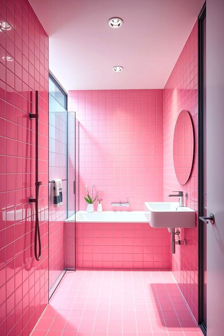 Contemporary Pink Vibes - 24 Pink Tile Bathroom Ideas