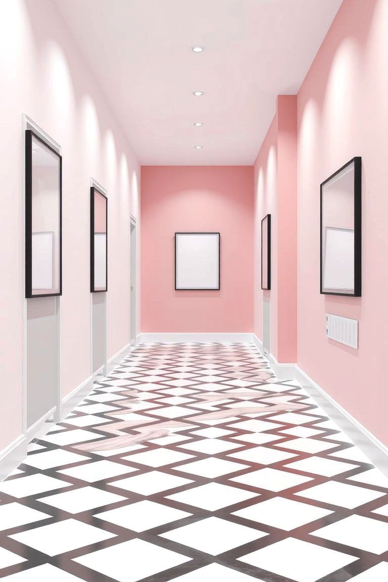 Contemporary Pink and Black Hallway - 24 Pink Room Ideas