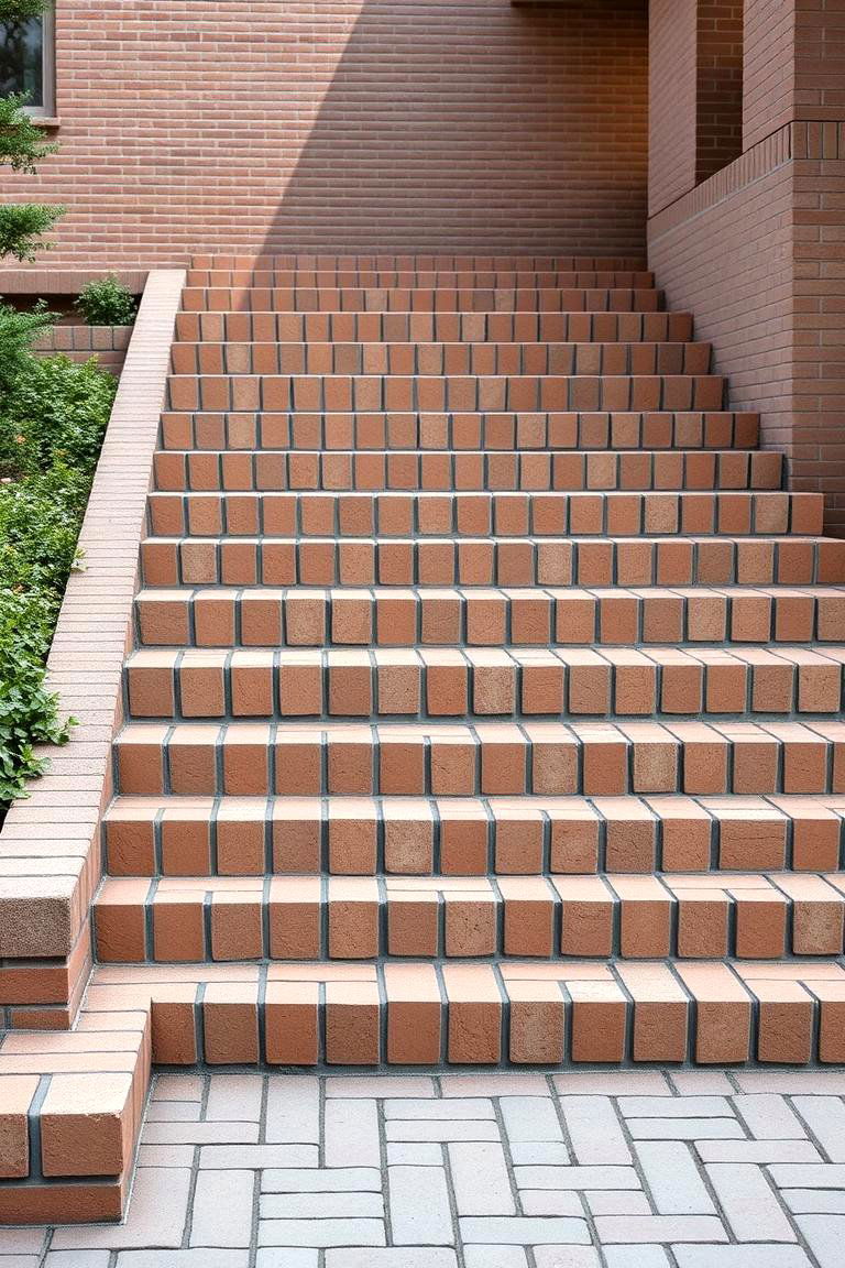 Contemporary Rectangular Patterns - 24 Brick Front Steps Design Ideas