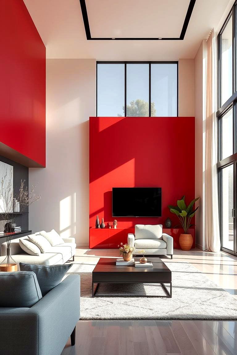 Contemporary Red Accent Walls - 24 red home exterior ideas