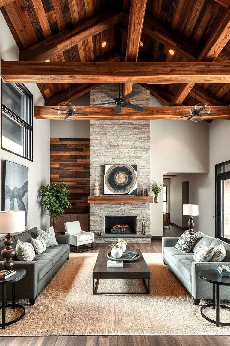 Contemporary Rustic Fusion - 24 Exposed Beam Living Room Ideas