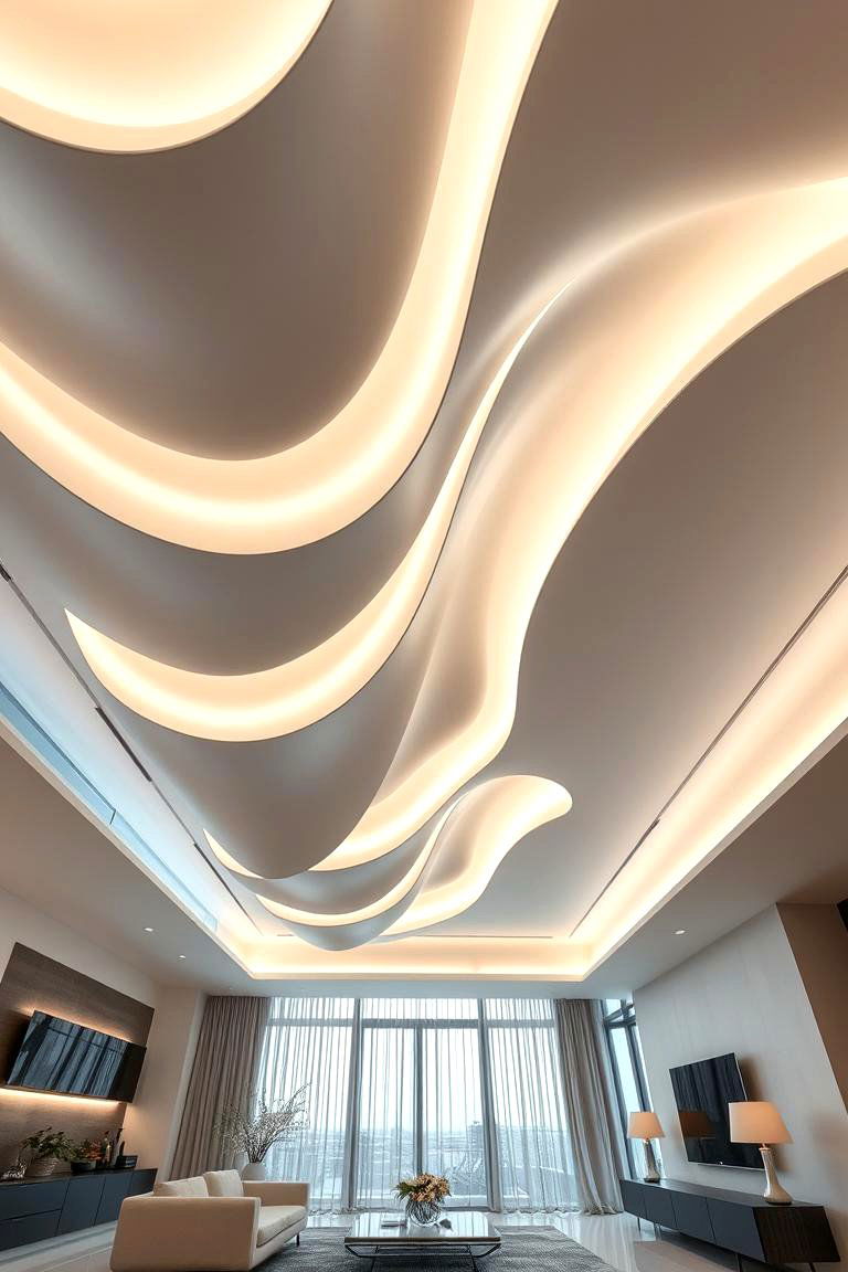 Contemporary Sculptural Reverse Tray Ceiling - 24 Reverse Tray Ceiling Ideas