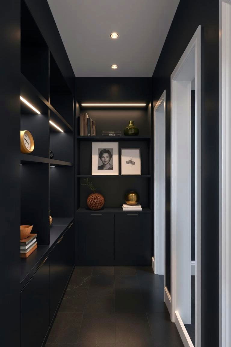 Contemporary Shelving - 24 Black Hallway Ideas
