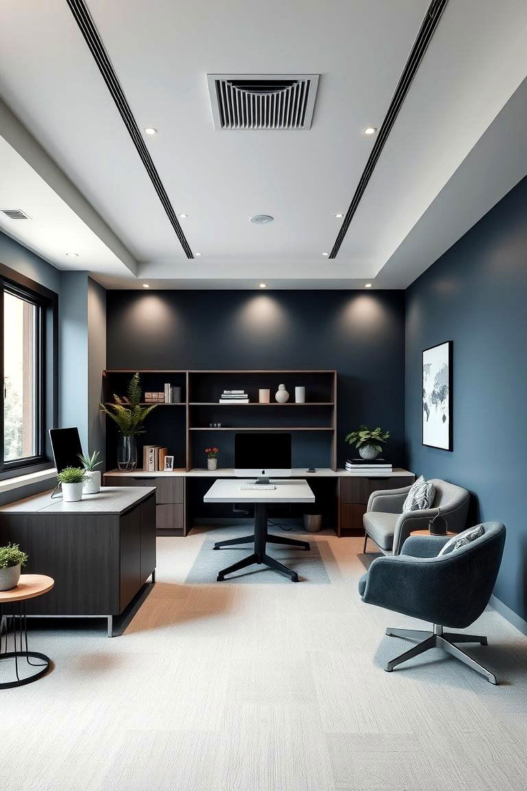 Contemporary Slate Blue - 24 Home Office Paint Colors