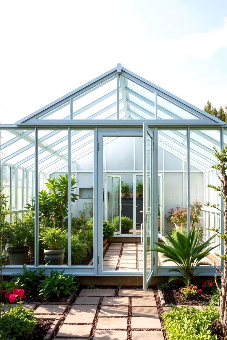 Contemporary Sleek Greenhouse - 24 Corner Greenhouse Ideas