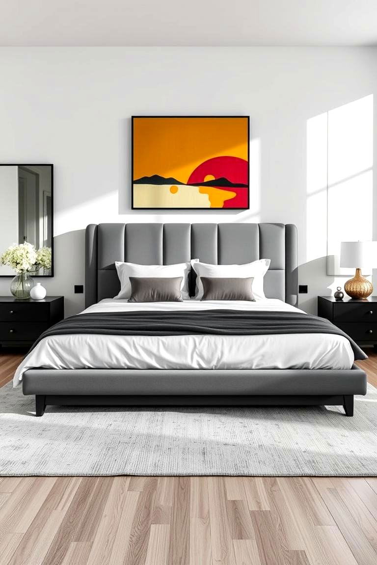 Contemporary Sleek Grey Design - 24 Grey Headboard Bedroom Ideas