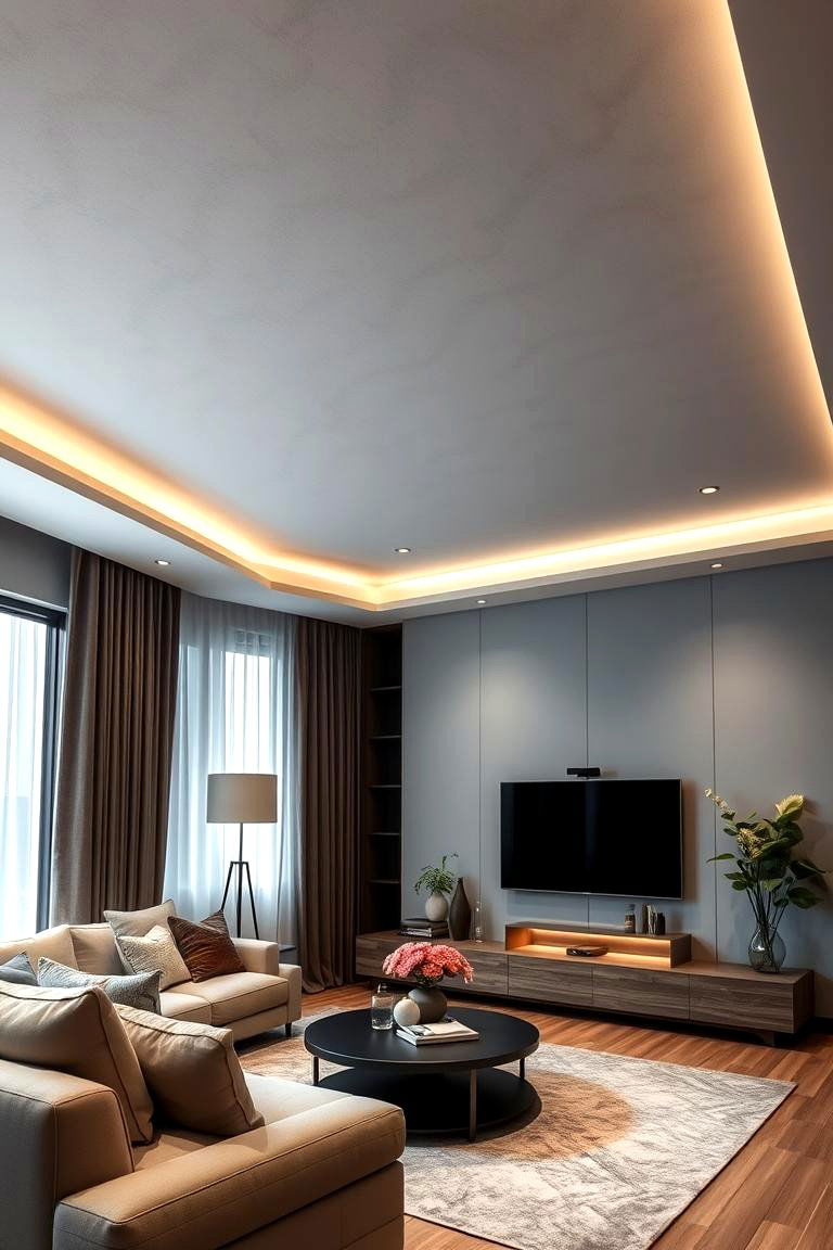 Contemporary Soundproof False Ceiling Advantage - 24 Living Room False Ceiling Design Ideas