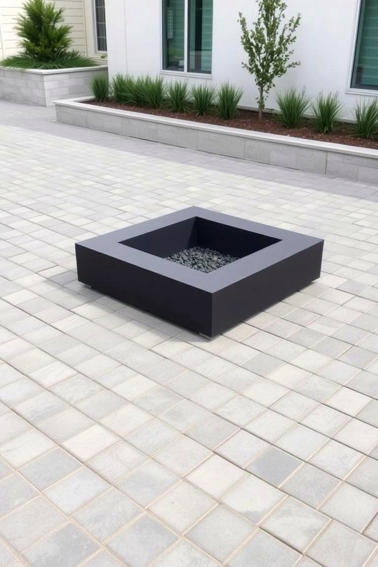 Contemporary Square Concrete Fire Pit Design - 24 Concrete Paver Patio Fire Pit Ideas