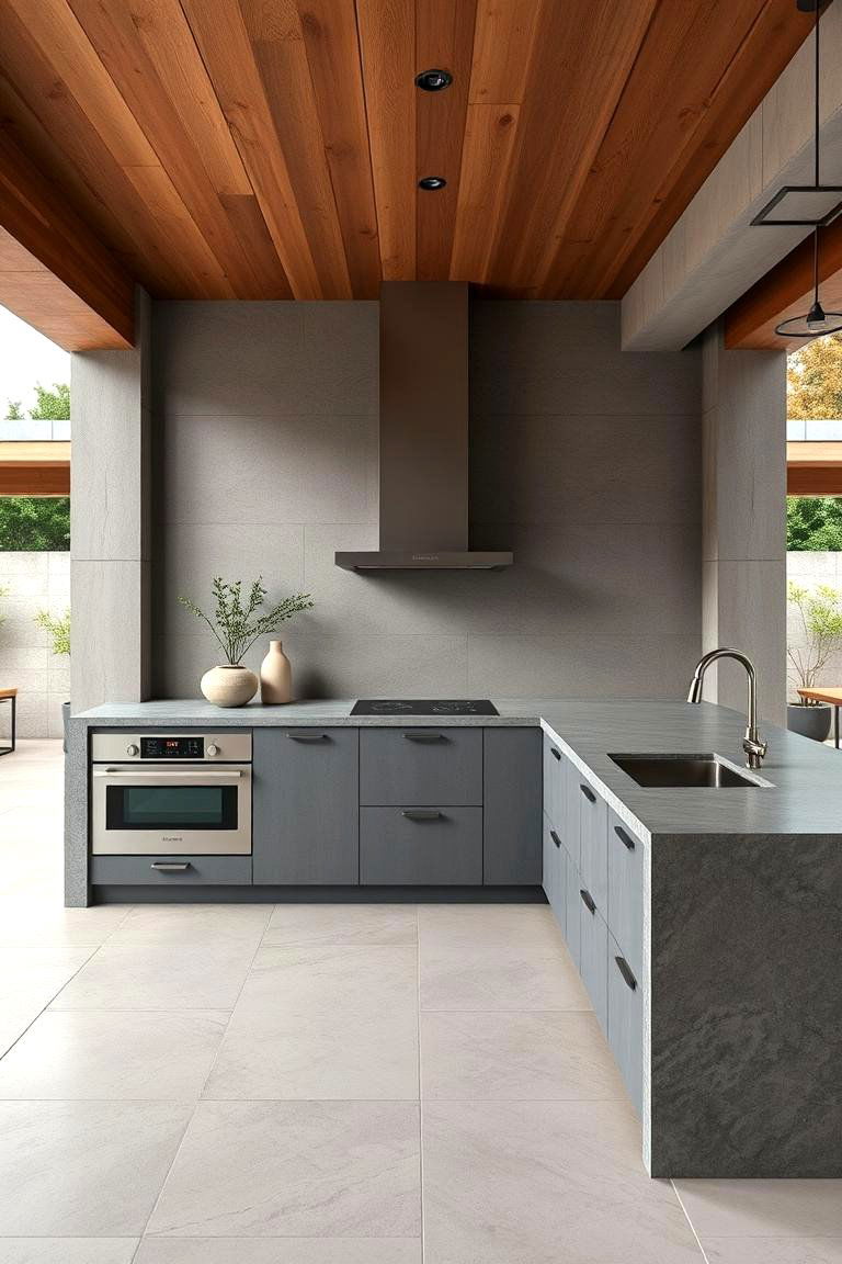 Contemporary Stone Countertop Kitchen - 24 Luxury Outdoor Kitchen Ideas