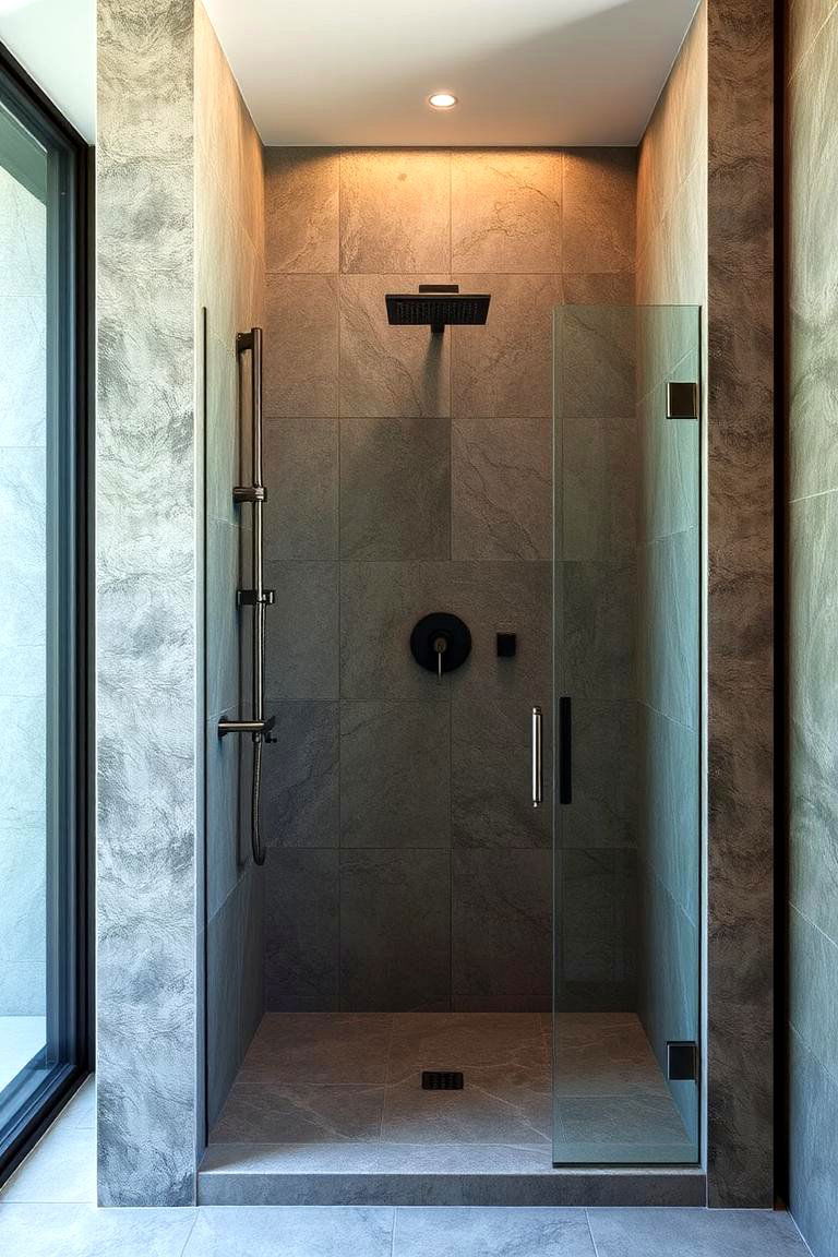 Contemporary Stone Shower Enclosure - 24 Stone Bathroom Ideas