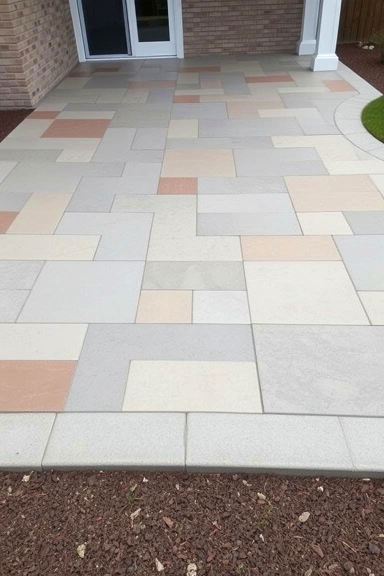 Contemporary Stone Tile Stamped Concrete Patio - 24 Stamped Concrete Patio Ideas