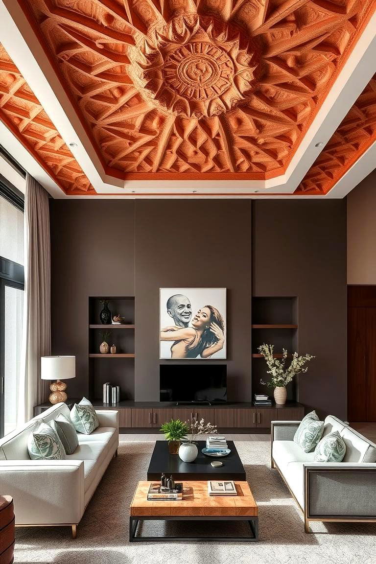 Contemporary Terracotta Ceiling Detail - 24 terracotta living room ideas