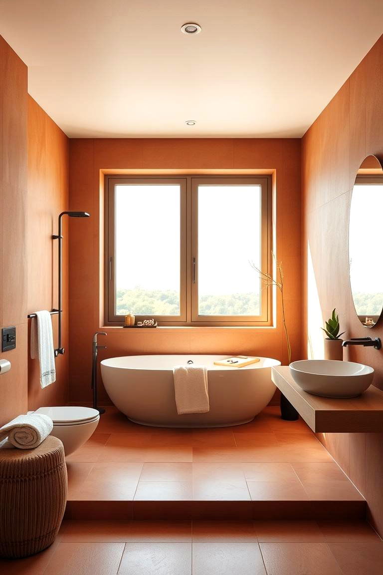 Contemporary Terracotta Sanctuary - 24 Terracotta Bathroom Ideas