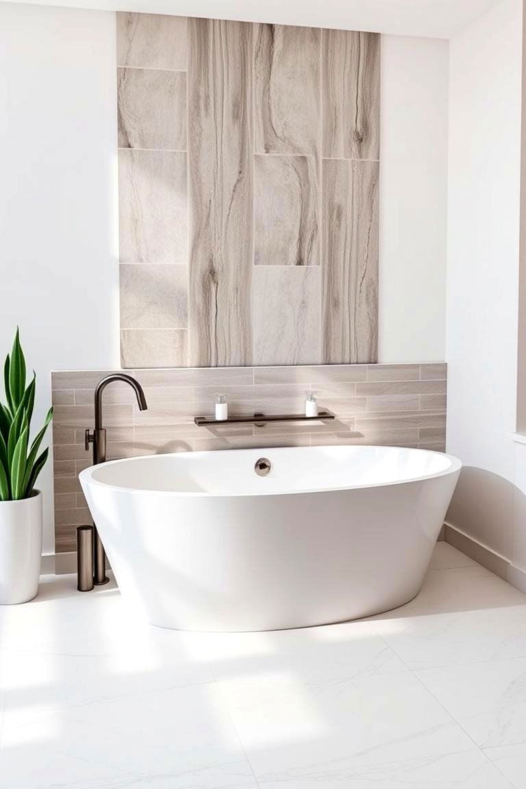Contemporary Tile Accent Tub - 24 Drop in Tub Ideas