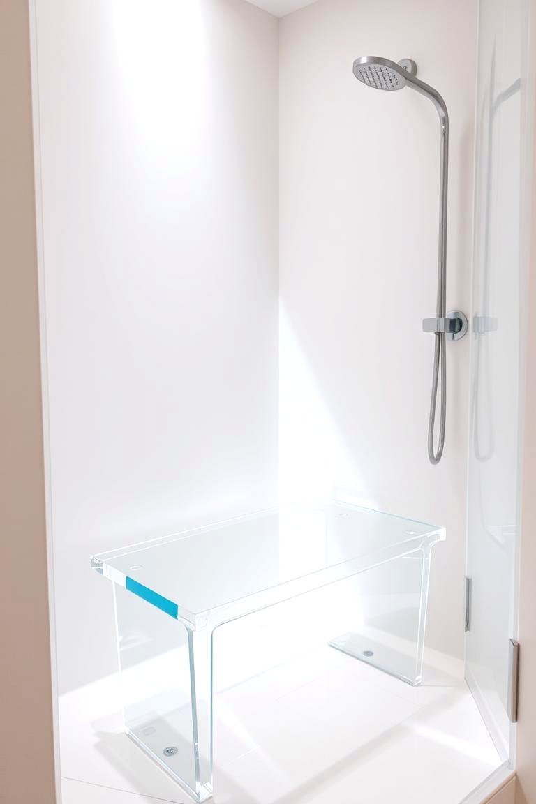 Contemporary Transparent Acrylic Shower Bench - 24 Shower Bench Ideas
