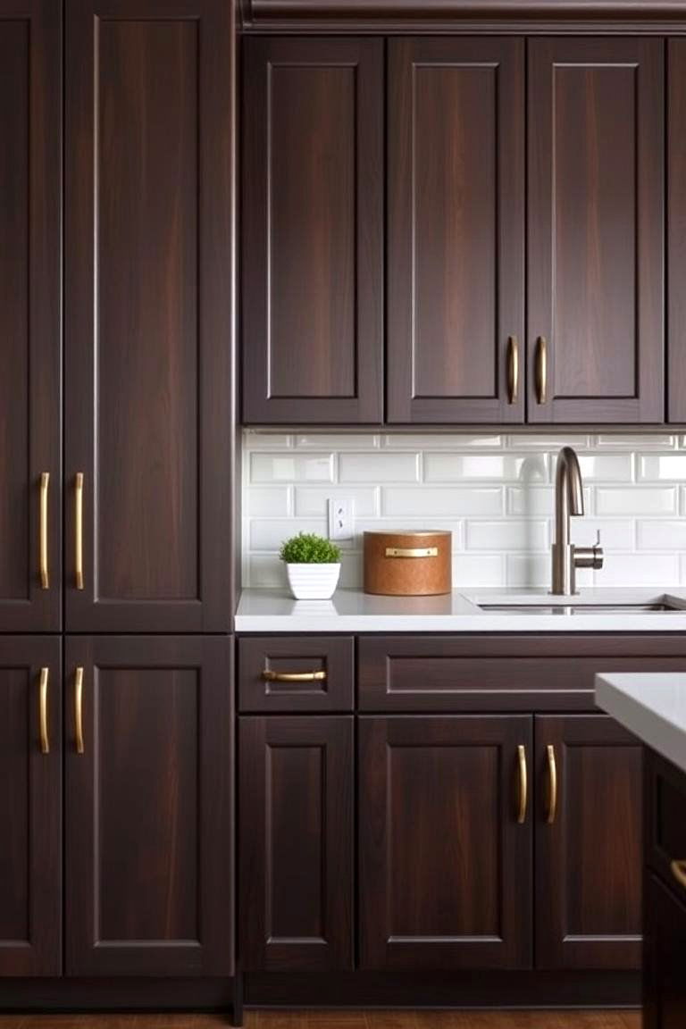 Contemporary Twist with Modern Accents - 24 Dark Wood Kitchen Cabinets