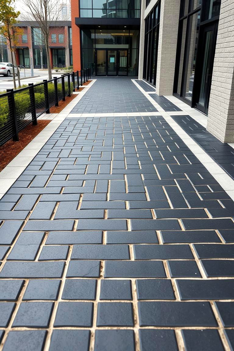 Contemporary Urban Black Brick Walkway - 24 Black Brick Walkway Ideas