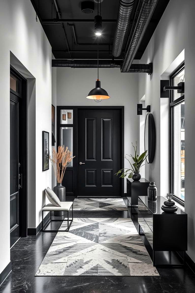 Contemporary Urban Entry - 24 Black and White Entryway Design Ideas