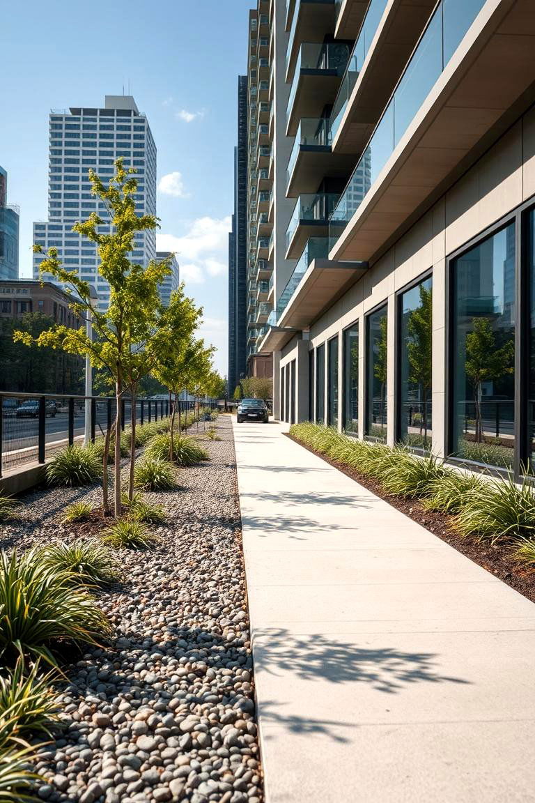 Contemporary Urban Gravel Walkway - 24 Pea Gravel Walkway Ideas