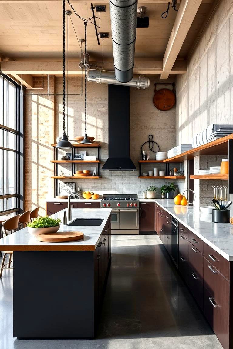 Contemporary Urban Loft Kitchen - 24 Rooftop Kitchen Ideas